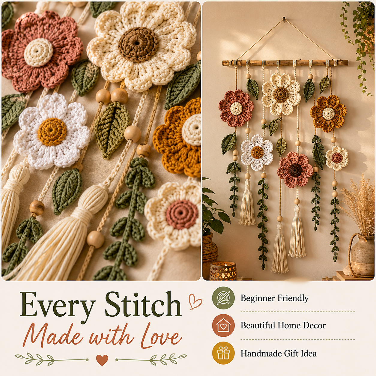 Crochet Flower Wall Hanging Pattern