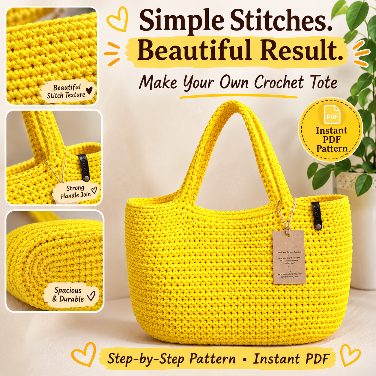 Crochet Bag Pattern XXL size Bag, Pattern PDF
