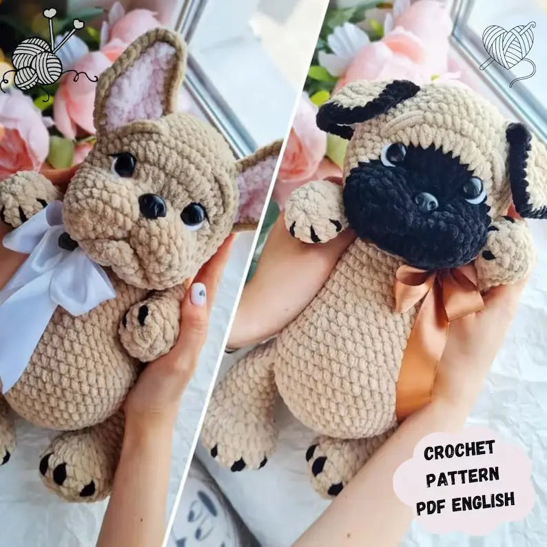 🐾 2-in-1 Bulldog & Pug Amigurumi Crochet Pattern 🧶 The Crochet Nook