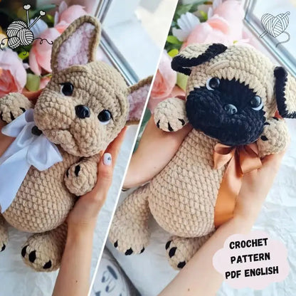 🐾 2-in-1 Bulldog & Pug Amigurumi Crochet Pattern 🧶 The Crochet Nook