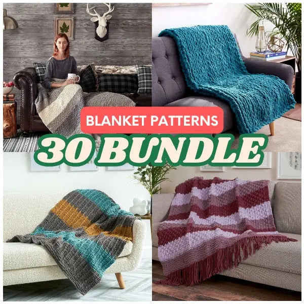 Teal throws, striped blankets and a person wrapped in a blanket