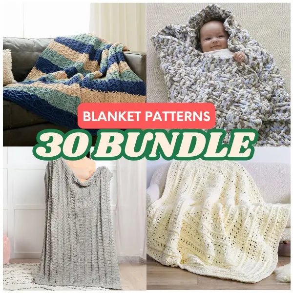 Baby and adult blanket examples in neutral and blue shades