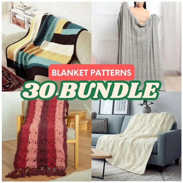 Striped and cable blanket designs from the mixed-technique collection