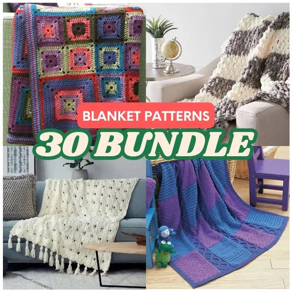 Granny square, cream textured and striped blanket examples