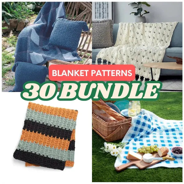 Blanket pattern collage with blue, cream and gingham throws