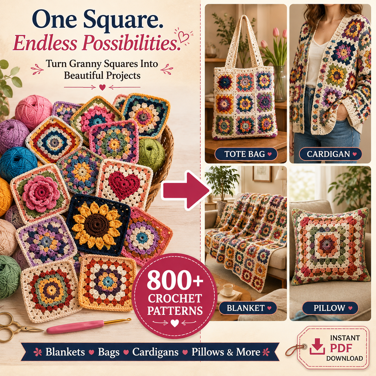 800+ Granny Square Patterns