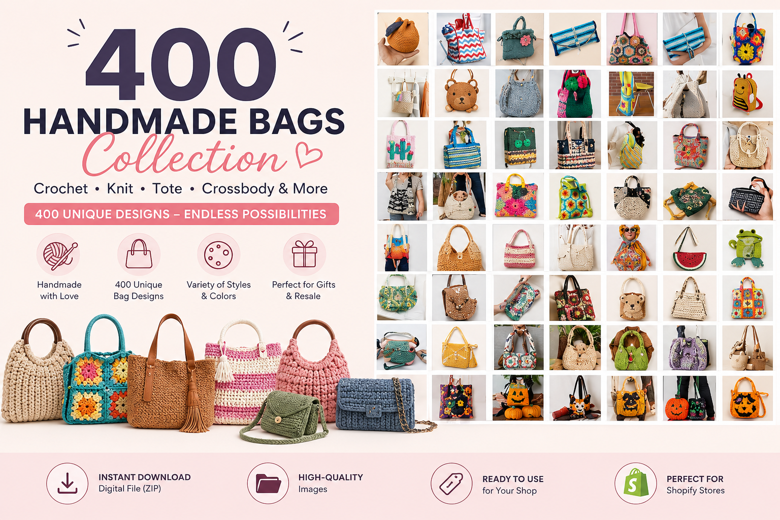 400+ Crochet Bag Patterns Bundle - The Crochet Nok