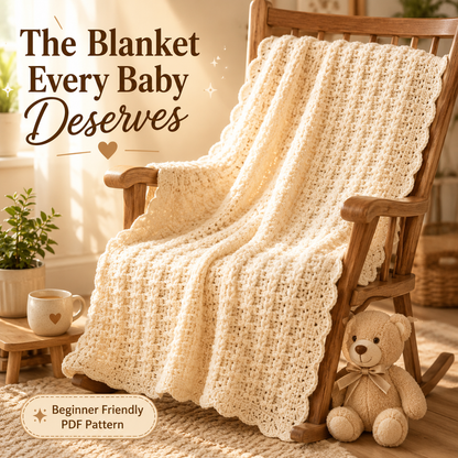 Waffle Stitch Baby Blanket Crochet Pattern PDF