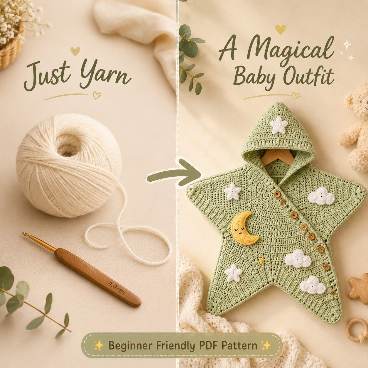 Baby Star Suit Crochet Pattern PDF – 2-in-1