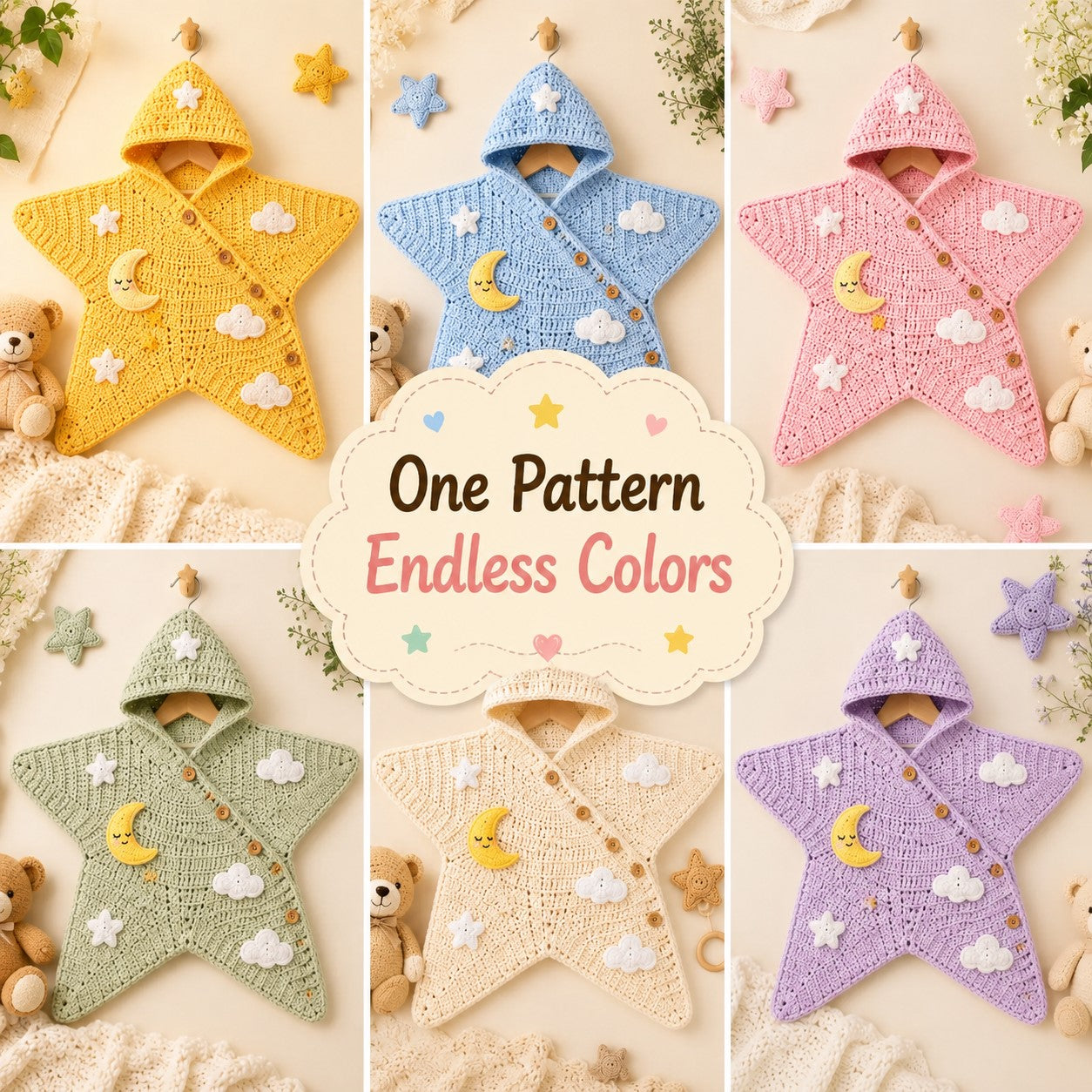 Baby Star Suit Crochet Pattern PDF – 2-in-1