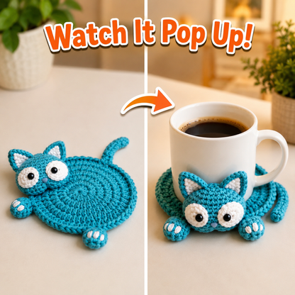 21-in-1 Pop-Up Animal Coaster Crochet Pattern Bundle PDF | Interactive Mug Rug Designs
