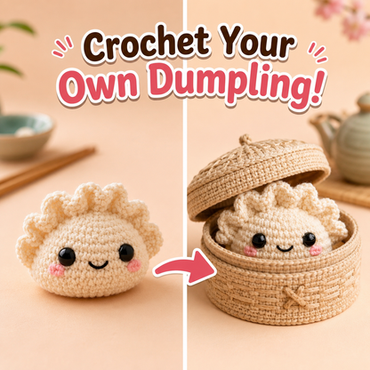 No-Sew Dumpling & Bamboo Steamer Crochet Pattern PDF | Kawaii Amigurumi Plush Bundle