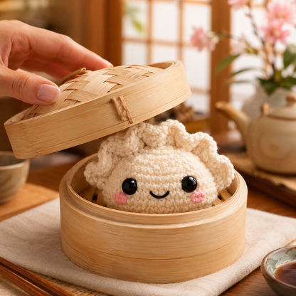 No-Sew Dumpling & Bamboo Steamer Crochet Pattern PDF | Kawaii Amigurumi Plush Bundle