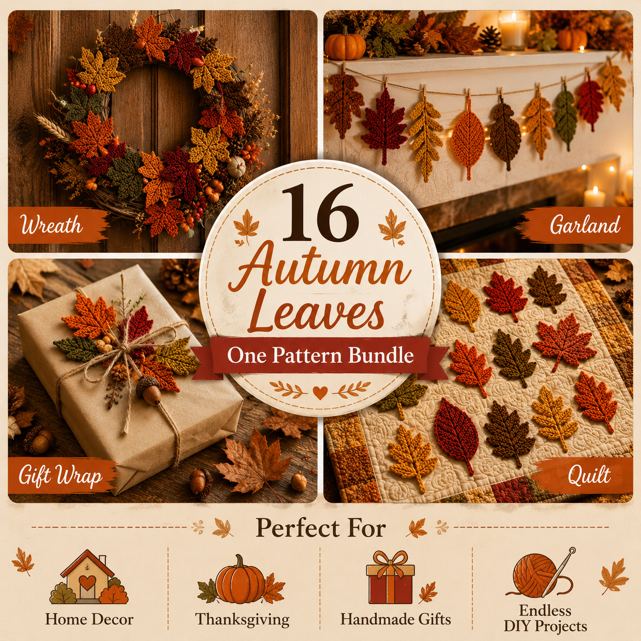Autumn Leaves Crochet Pattern Bundle PDF