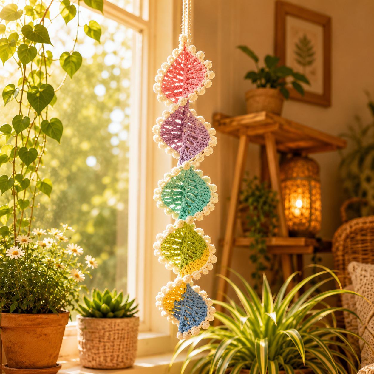 Pastel Crochet Spiral Wind Spinner Pattern PDF
