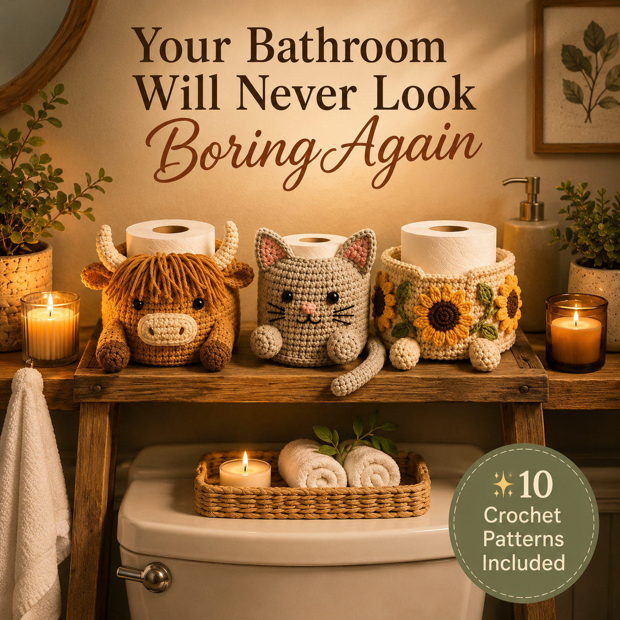 10 Crochet Toilet Paper Holder Patterns Bundle PDF
