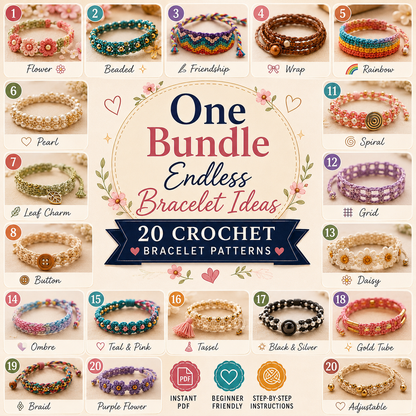 20 Crochet Bracelet Patterns Bundle PDF