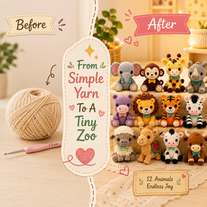 12 Mini Baby Animals Crochet Pattern Bundle (PDF)