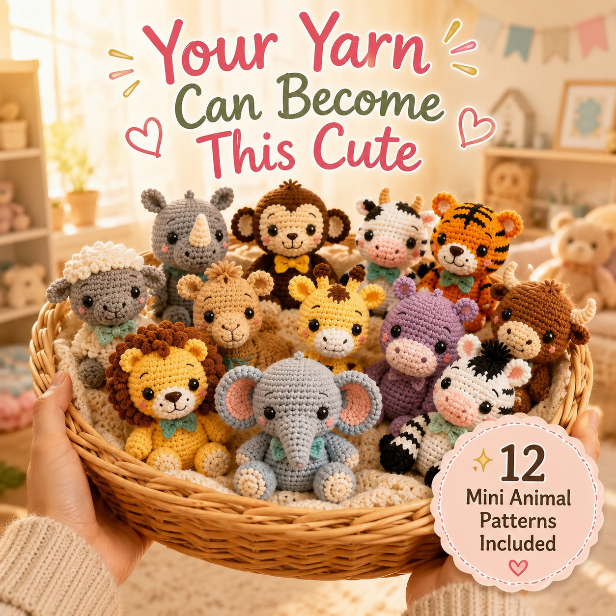 12 Mini Baby Animals Crochet Pattern Bundle (PDF)