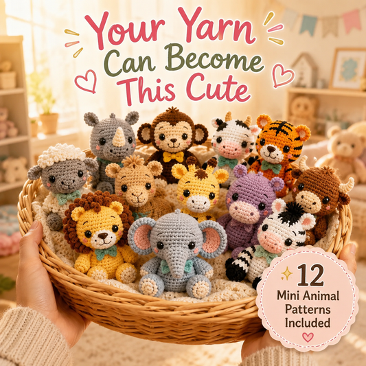 12 Mini Baby Animals Crochet Pattern Bundle (PDF)