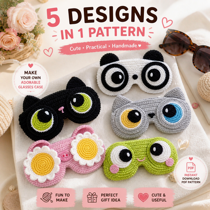 5-in-1 Crochet Glasses Case Pattern PDF - The Crochet Nok