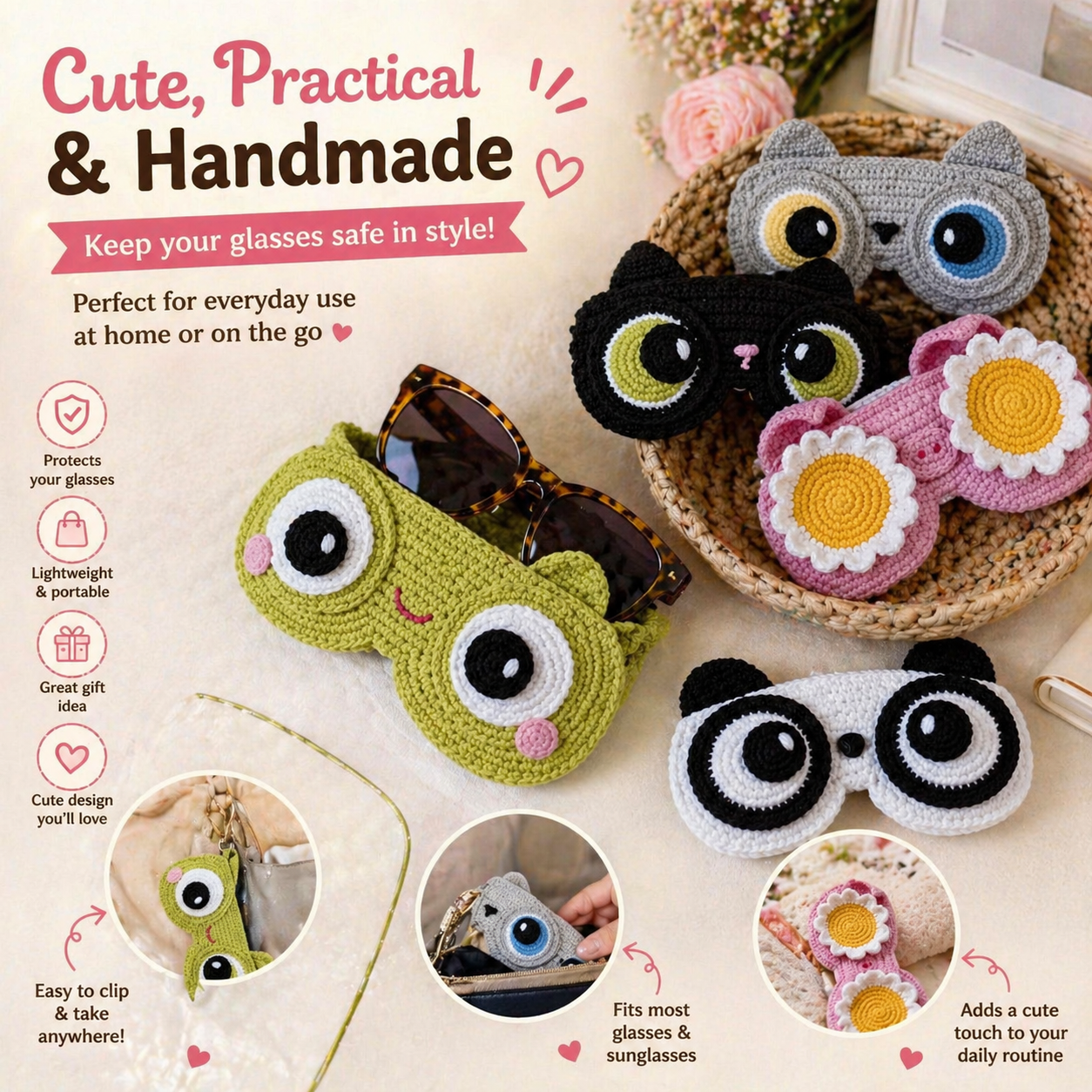 5-in-1 Crochet Glasses Case Pattern PDF - The Crochet Nok