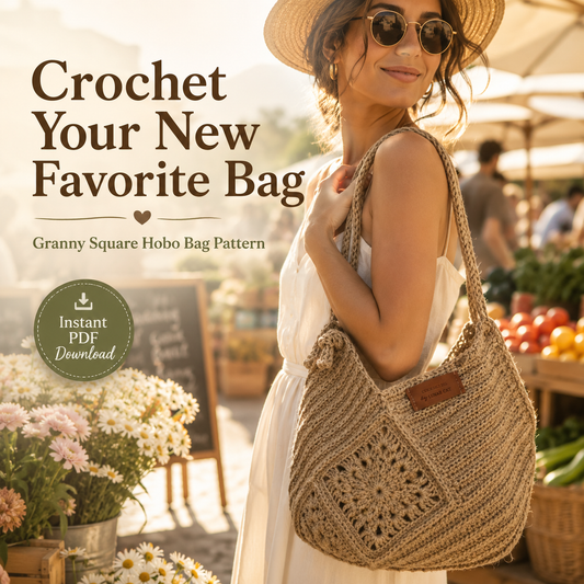 Jute Crochet Bag Pattern - Stylish Granny Square Tote Design