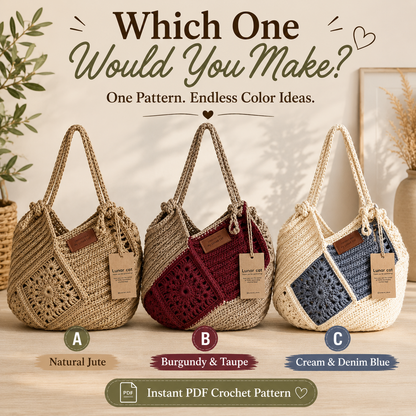 Jute Crochet Bag Pattern - Stylish Granny Square Tote Design