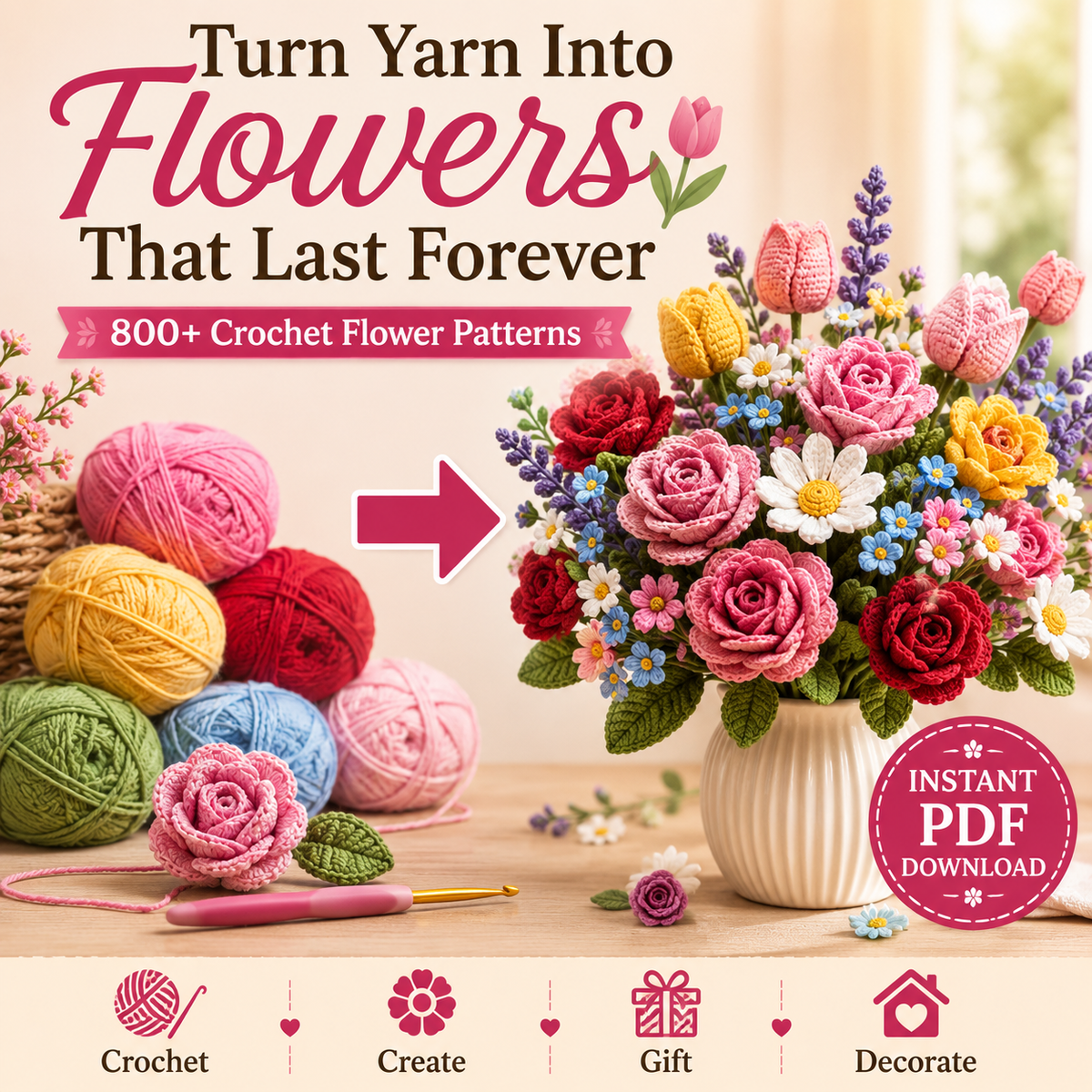 800 Flower Crochet Pattern Bundle