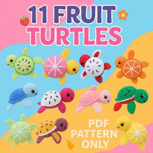 11 Fruit Turtle Crochet Pattern Bundle The Crochet Nook