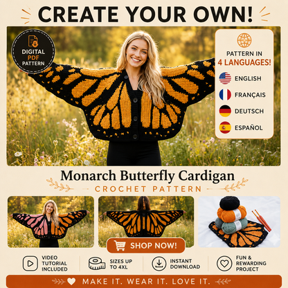 Monarch Butterfly Cardigan Crochet Pattern (PDF) - The Crochet Nok