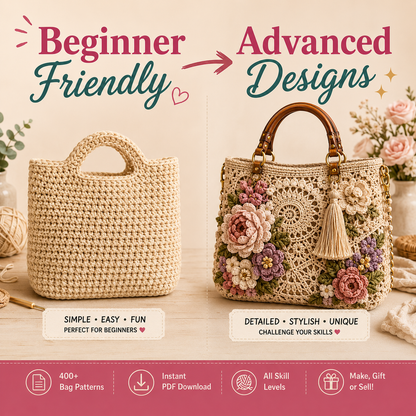 400+ Crochet Bag Patterns Bundle - The Crochet Nok