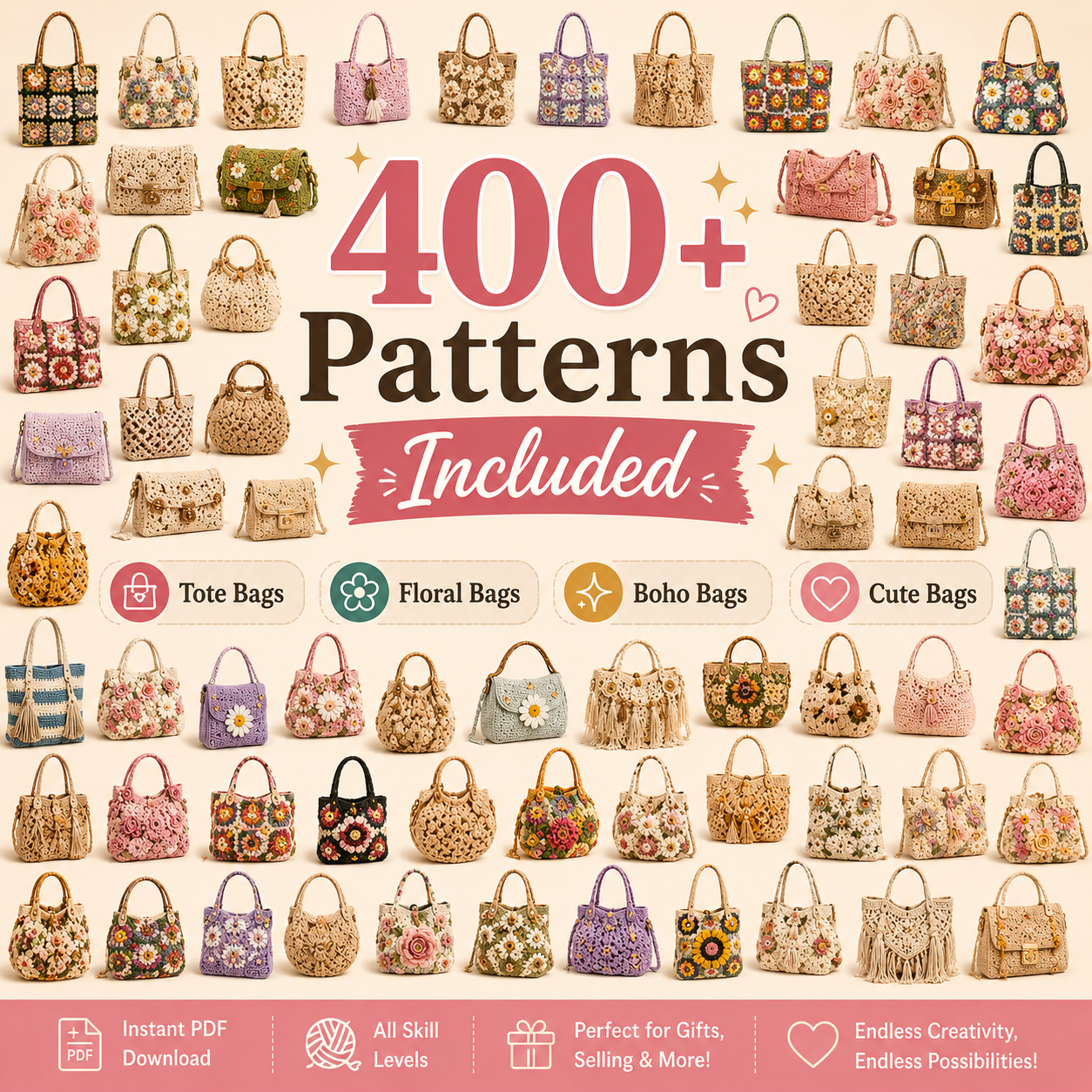 400+ Crochet Bag Patterns Bundle - The Crochet Nok