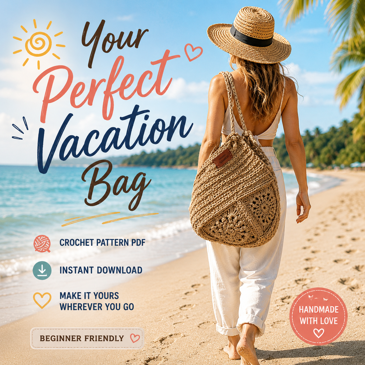 Jute Crochet Bag Pattern - Stylish Granny Square Tote Design - The Crochet Nok