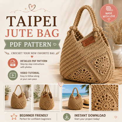 Jute Crochet Bag Pattern - Stylish Granny Square Tote Design - The Crochet Nok