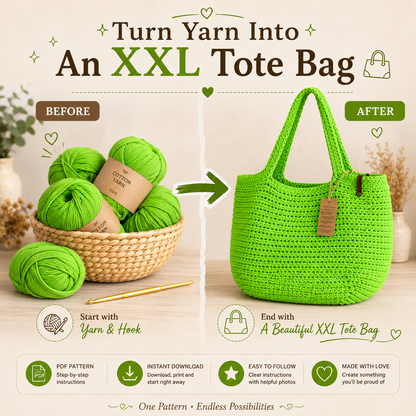 Crochet Bag Pattern XXL size Bag, Pattern PDF - The Crochet Nok