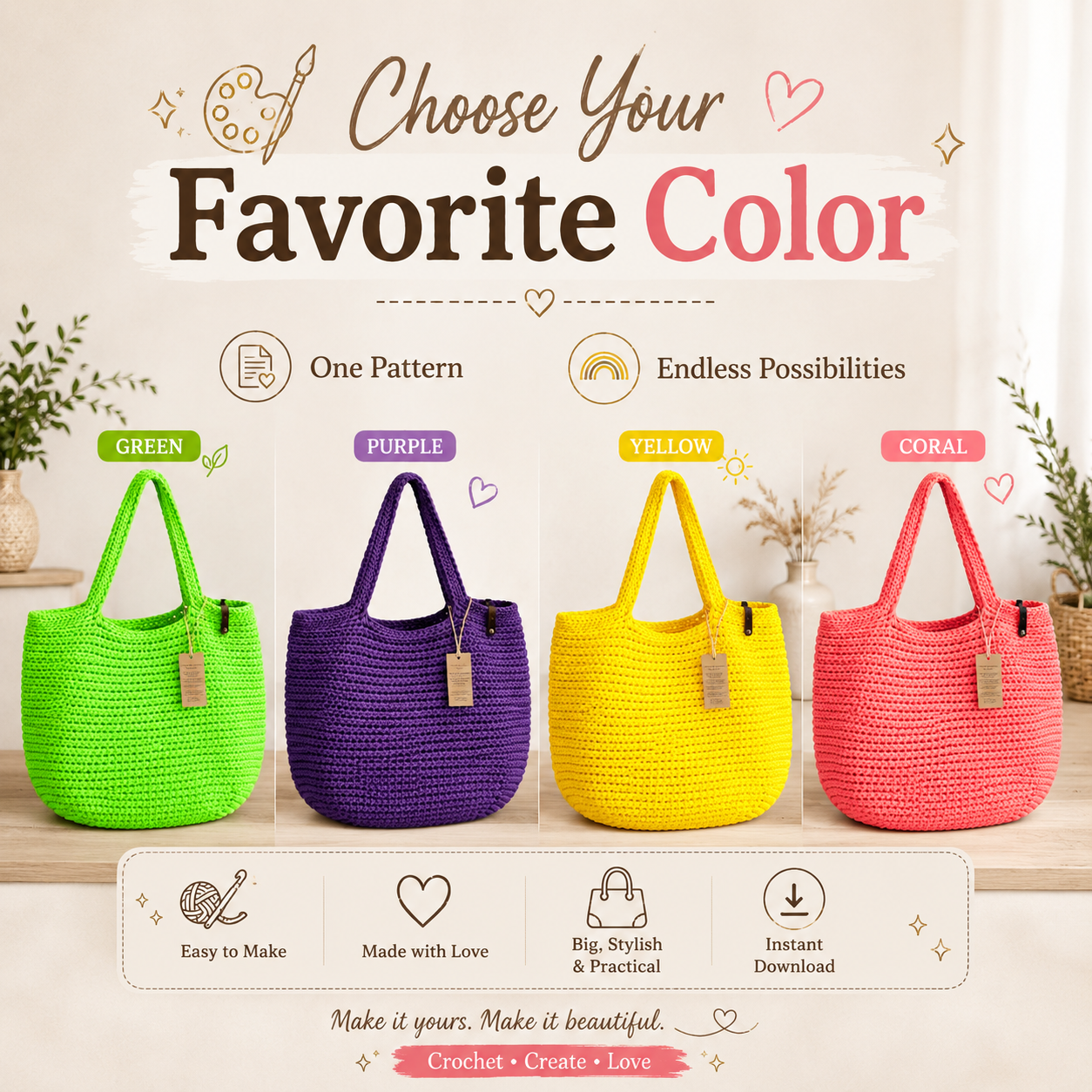 Crochet Bag Pattern XXL size Bag, Pattern PDF - The Crochet Nok
