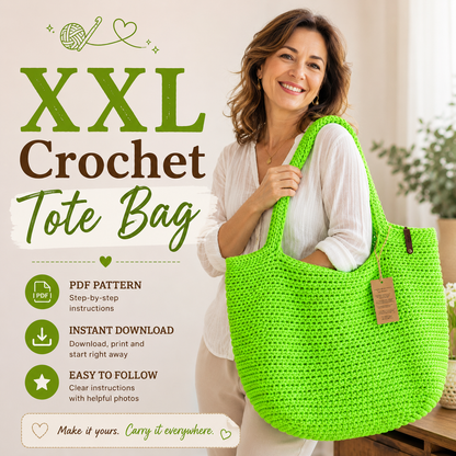 Crochet Bag Pattern XXL size Bag, Pattern PDF - The Crochet Nok