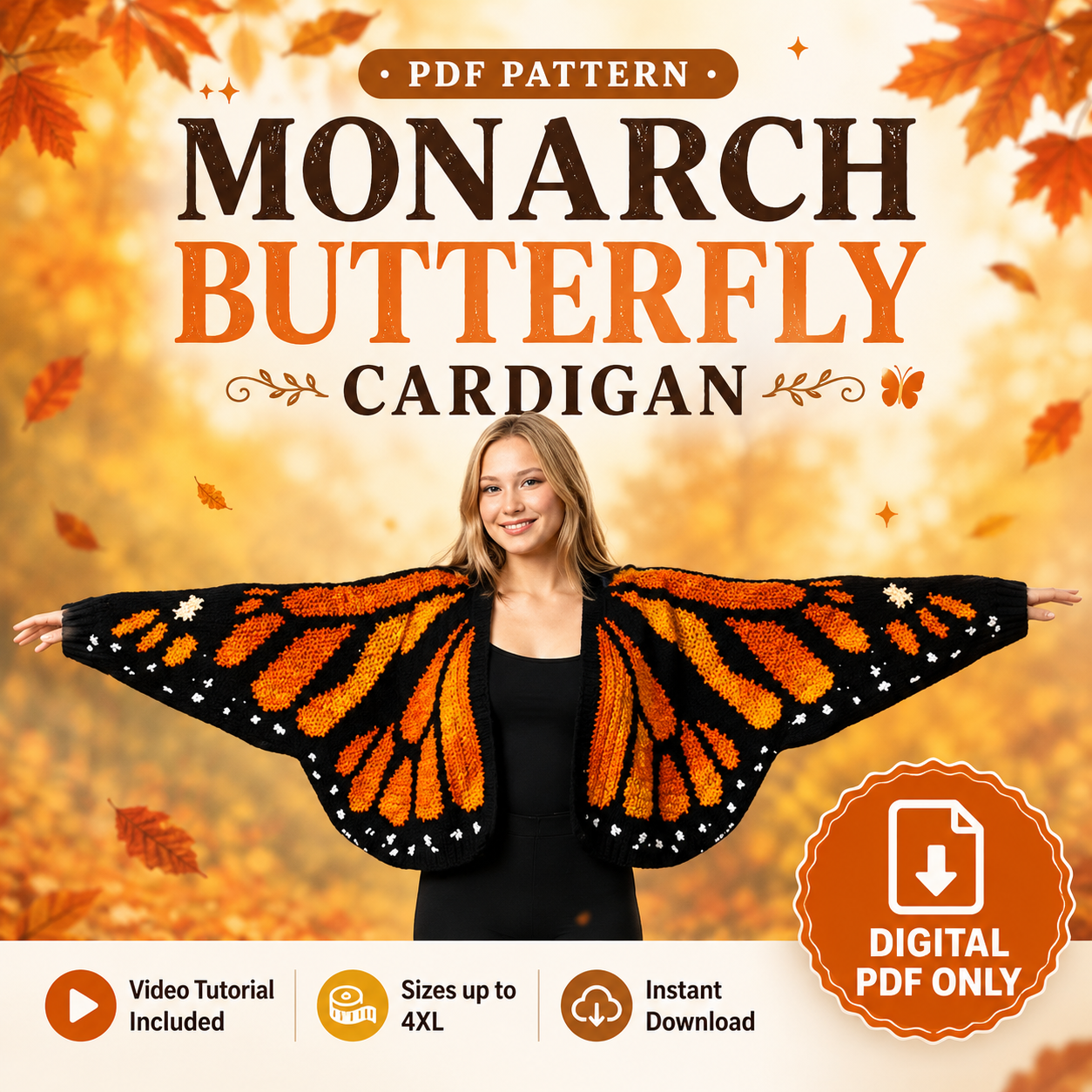 Monarch Butterfly Cardigan Crochet Pattern (PDF) - The Crochet Nok