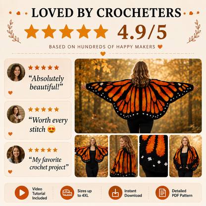 Monarch Butterfly Cardigan Crochet Pattern (PDF) - The Crochet Nok