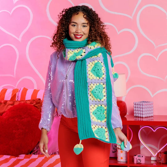Red Heart Hearts All Around Crochet Scarf Red Heart