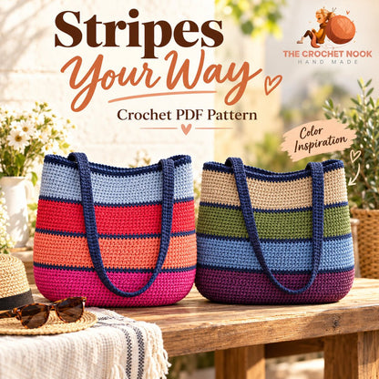 Colorwalk Striped Market Tote — alternative yarn color inspiration.