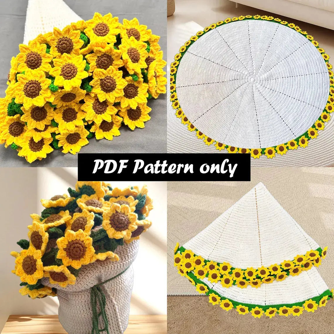 Sunflower bouquet blanket shown folded and spread flat