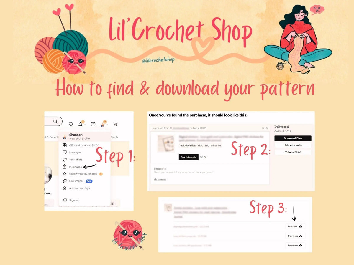 Download instruction graphic for the bouquet blanket patterns
