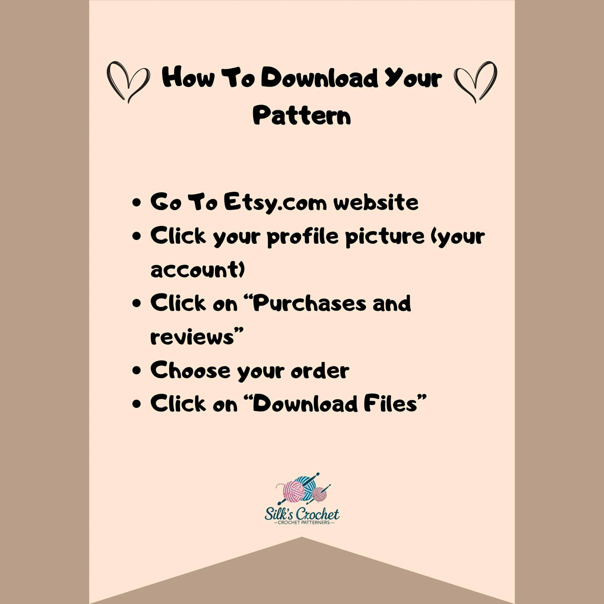 Download instruction graphic in the granny square pattern gallery referring to Etsy
