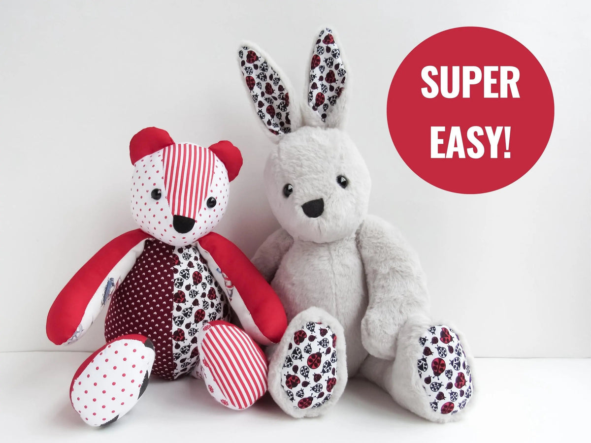 Three sewn bear and bunny project examples