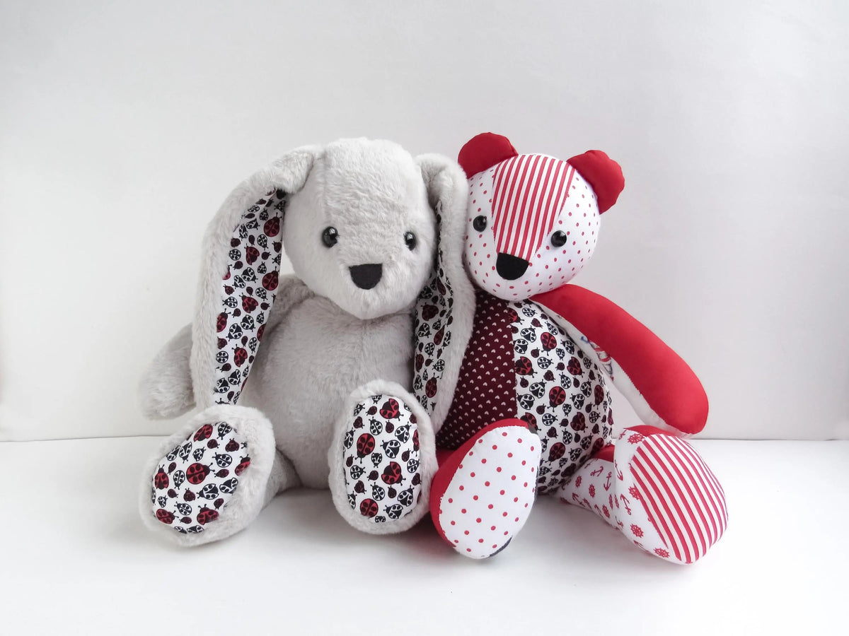 Pair of sewn memory bears