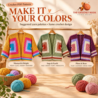 Meadowlight Granny Hexagon Cardigan — alternative yarn color inspiration.