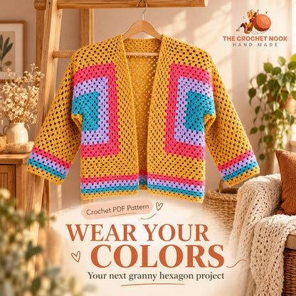Meadowlight Granny Hexagon Cardigan — finished project hero.