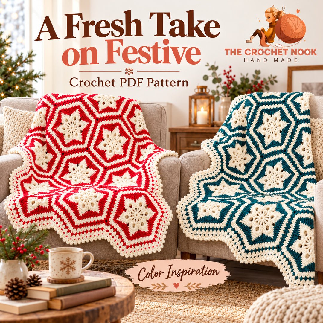 Nordic Snowflake Motif Blanket — alternative yarn color inspiration.